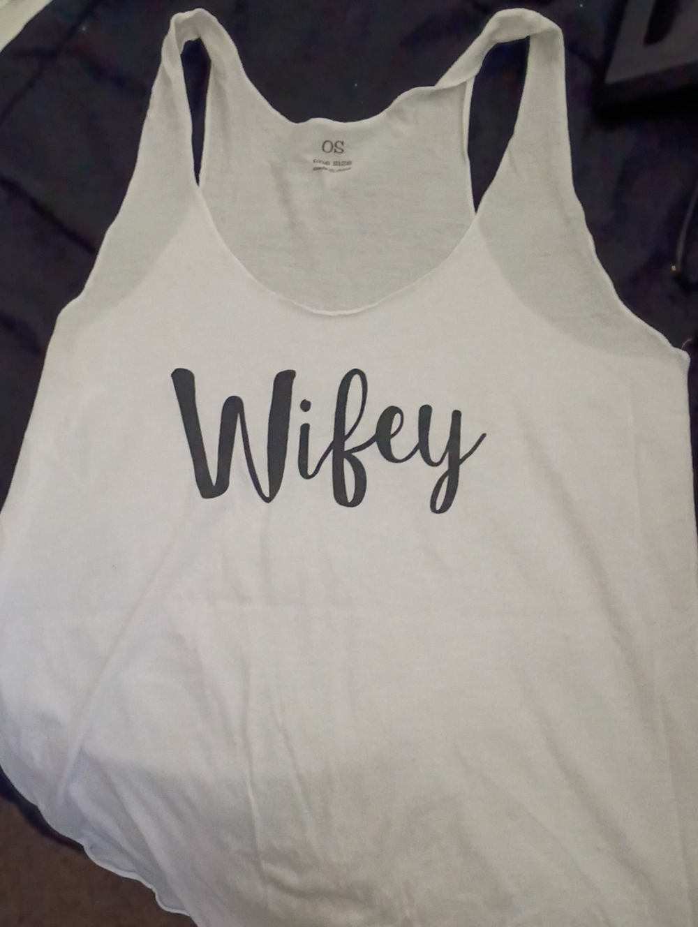 ONE/SIZE White Tank Top with Black "Wifey" Script